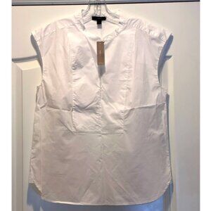 J Crew Poplin White Cotton Top Size Medium  NWT
